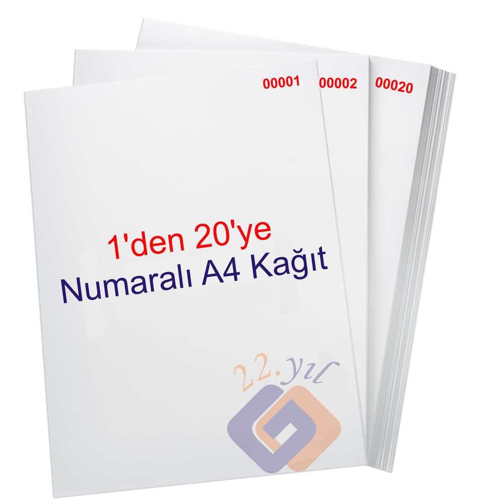 1 Den 20 Ye Numaralı A4 Fotokopi Kağıdı