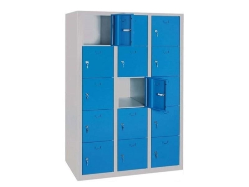 Metal 15 Gözlü Öğretmen Dolabı Mavi Gri Renk (Asma Kilitli) - 2
