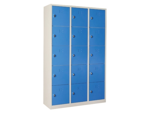 Metal 15 Gözlü Öğretmen Dolabı Mavi Gri Renk (Asma Kilitli) - 1