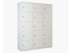 Metal 15 Gözlü Öğretmen Dolabı Gri Renk (Asma Kilitli)