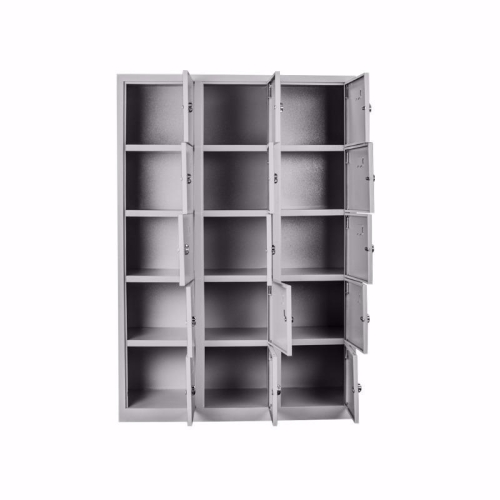 Metal 15 Gözlü Öğretmen Dolabı Gri Renk (Asma Kilitli) - 2