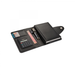 2K 4680 Siyah Ajanda Tarihsiz Çizgili Defter 14X20 cm Hesap Makineli Suni Deri Organizer