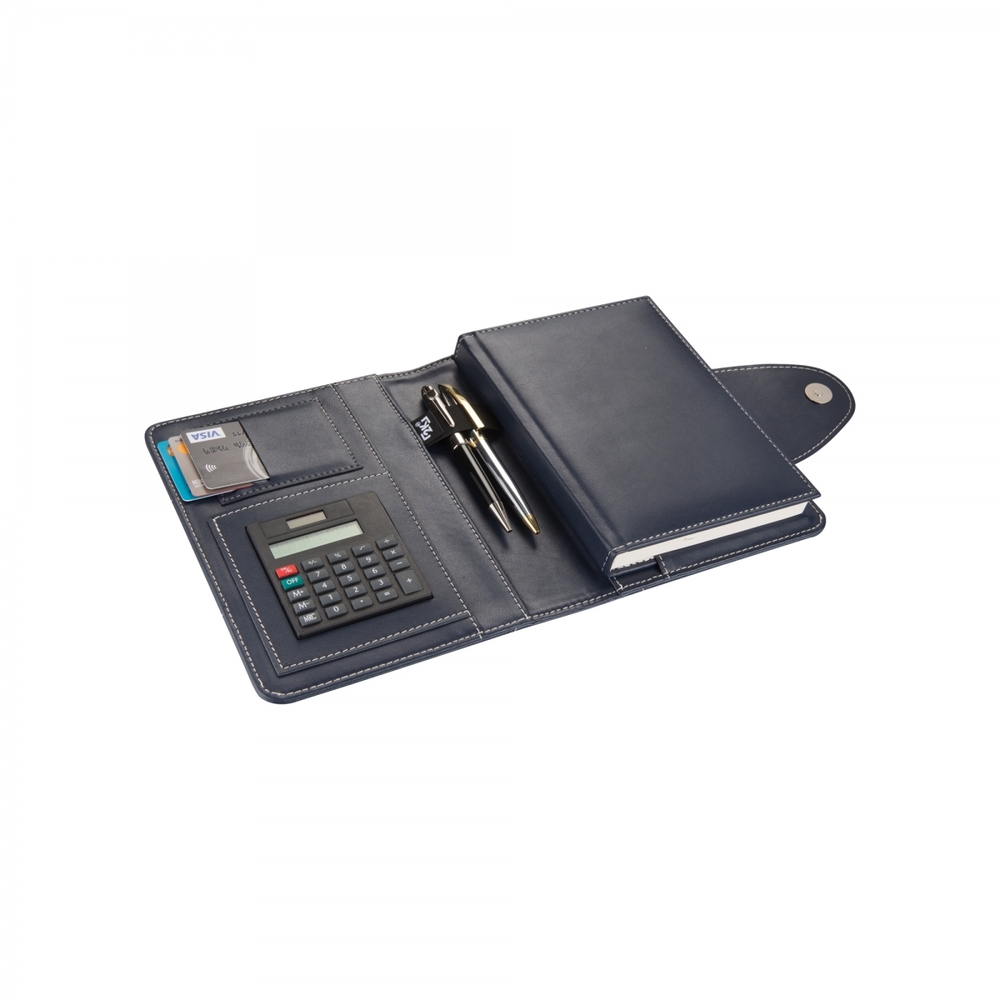 2k 4682 Lacivert Ajanda Tarihsiz Çizgili Defter 14x20 Cm Hesap Makineli Suni Deri Organizer