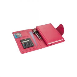 2K 5184 Fuşta Ajanda Tarihsiz Çizgili Defter 14X20 cm Hesap Makineli Suni Deri Organizer