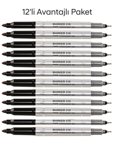 Aıhao AH-319 Çift Uçlu CD Ve DVD Kalemi Siyah Renk 12 Paket - 1