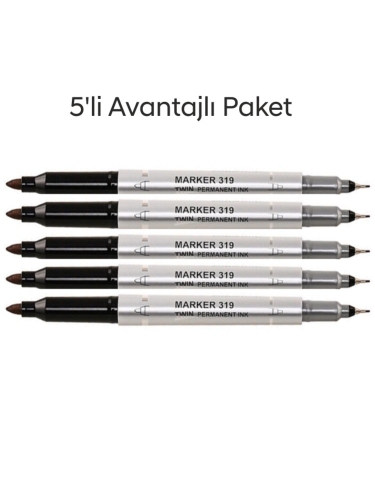 Aıhao AH-319 Çift Uçlu CD Ve DVD Kalemi Siyah Renk 5 li Set - 1