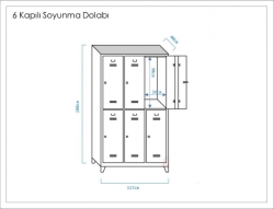 Altı Kapılı Soyunma Dolabı Kahverenk Gri (Yarım Boy Kapılı) - 2