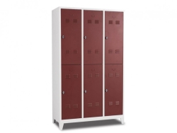 Altı Kapılı Soyunma Dolabı Kahverenk Gri (Yarım Boy Kapılı) 