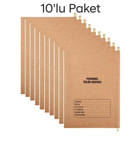 Metal Askılı Personel Özlük Dosyası 8 Yapraklı 10 LU Paket - 1