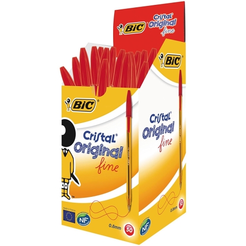 Bic Cristal Fine Kırmızı Tükenmez Kalem (50 li Paket) - 1