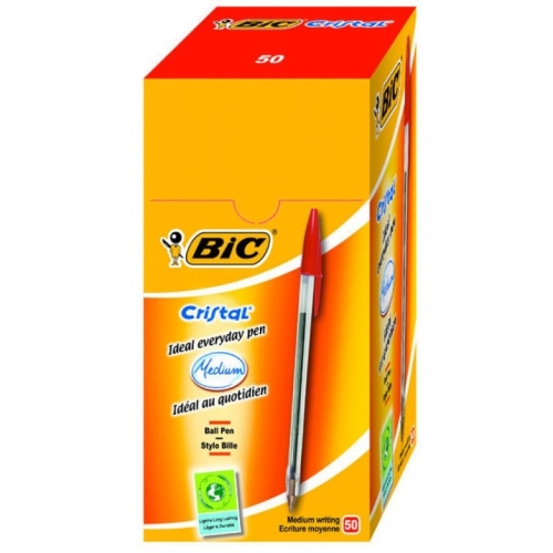 Bic Cristal Medium Kırmızı Tükenmez Kalem (50 li Kutu) - 1
