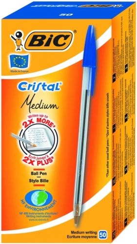 Bic Cristal Medium Mavi Tükenmez Kalem (50 li Kutu) - 1