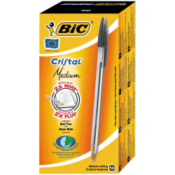 Bic Cristal Medium Siyah Tükenmez Kalem (50 li Kutu) - 1