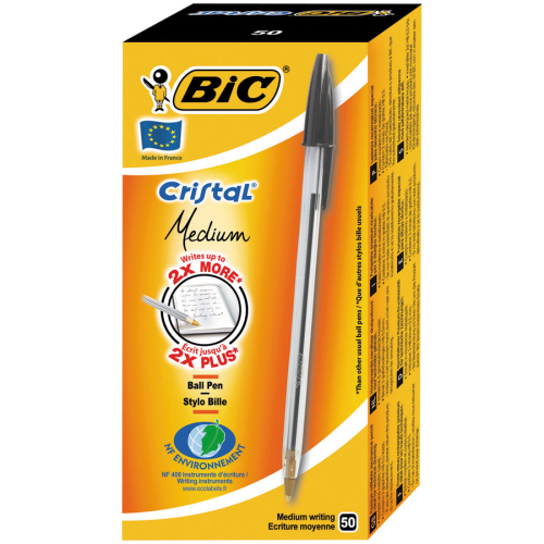 Bic Cristal Medium Siyah Tükenmez Kalem (50 li Kutu) - 1