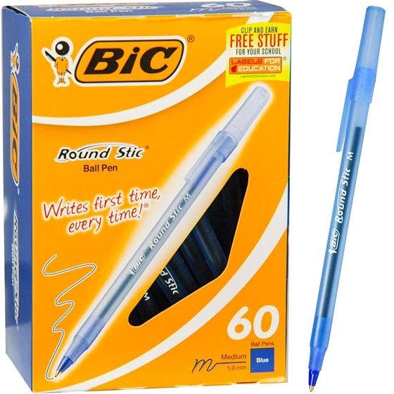 Bic Round Stic Mavi Tükenmez Kalem (60 Lı Avantajlı Kutu)