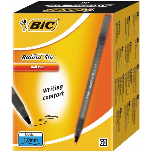 Bic Round Stic Siyah Tükenmez Kalem (60 Lı Avantajlı Kutu)