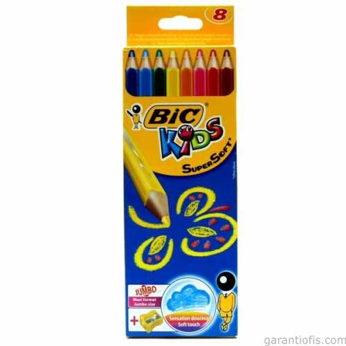 Bic Üçgen Gövde Yumuşak Uçlu Jumbo Kuru Boya Kalemi (8 Renk) - 1