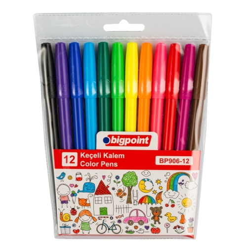 Bigpoint 12 Renk Keçeli Boya Kalem Seti - 1