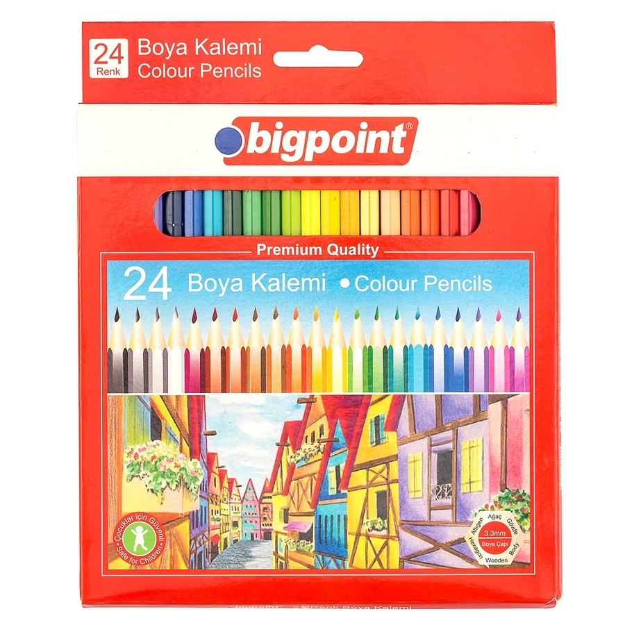 Bigpoint 24 Renk Kuru Boya Kalemi Tam Boy
