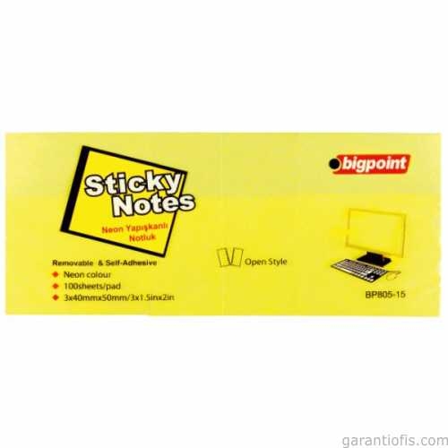 Bigpoint BP 805 Neon Yapışkanlı Not Kağıdı 100 Yaprak (40X50mm) - 1