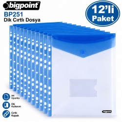 Bigpoint BP251 Dik Cırtlı Dosya Mavi (12 li Paket) - 1