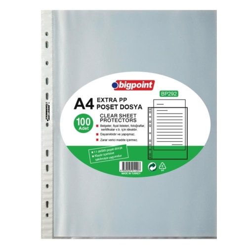 Bigpoint BP292 Extra A4 Poşet Dosya (100 lü Paket) - 1