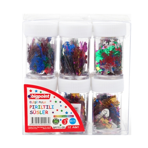 Bigpoint Elişi Pulu Pırıltılı Süsler (12 li Tüp) - 1