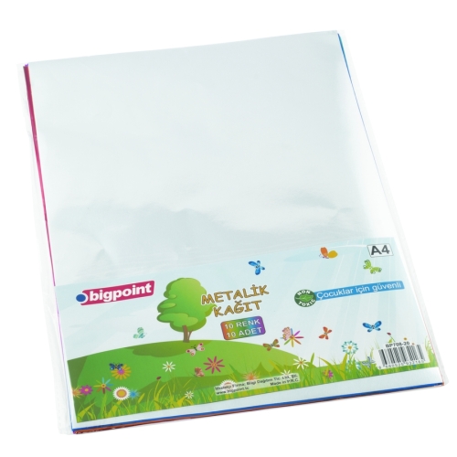 Bigpoint Metalik (Aynalı) Kağıt A4 Karışık 10 Renk - 1