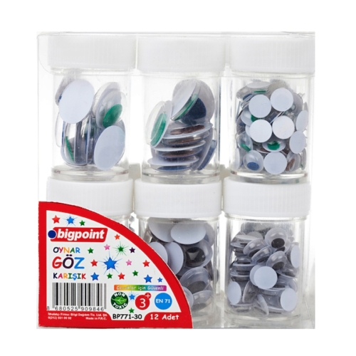 Bigpoint Renkli Oynar Göz 3 Farklı Boy (12 li Tüp) - 1