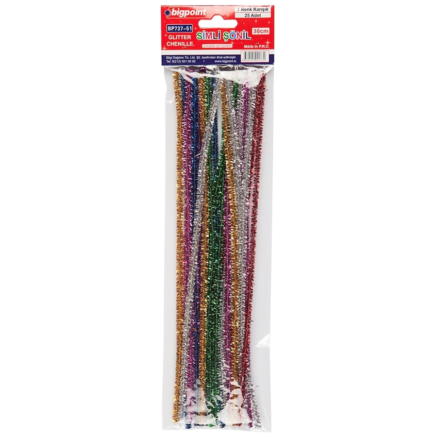 Bigpoint Simli Şönil 30 Cm 7 Renk (25 Li Poşet)
