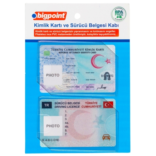 BP671B Kimlik ve Ehliyet Kabı Şeffaf 86x54mm 2'li Set - 1