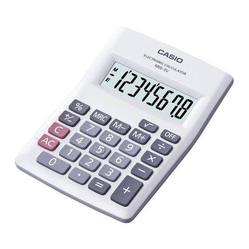 Casio MW-5V-WE Beyaz Renkli Mini Masaüstü Hesap Makinesi (8 Haneli) - 1