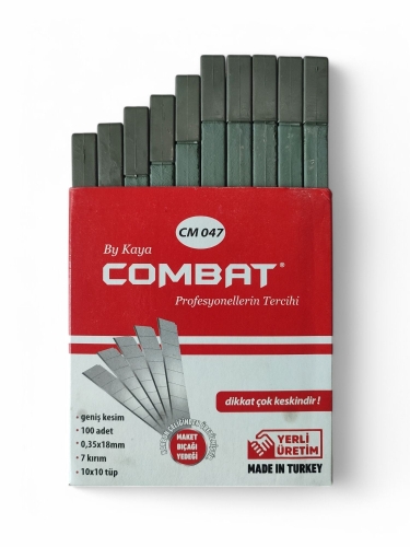 Combat Pro Maket Bıçağı Falçata Ağzı Yedeği Geniş Kesim 0.35X18MM 100 Adet - 1