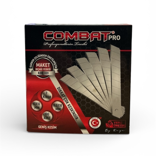 Combat Pro Geniş Kesim Maket Bıçağı 7 Kırımlı Falçata Ağzı Yedeği 0.50X18mm 100 Adet - 2