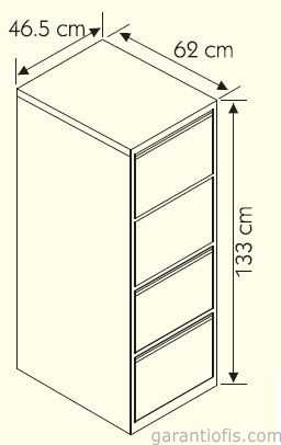 Dört Çekmeceli Çif Renk Metal Kartoteks Askılı Dosya Dolabı - 2