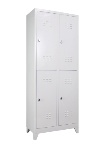 Metal Dört Yarım Boy Kapılı Soyunma Dolabı Açık Gri  - 1