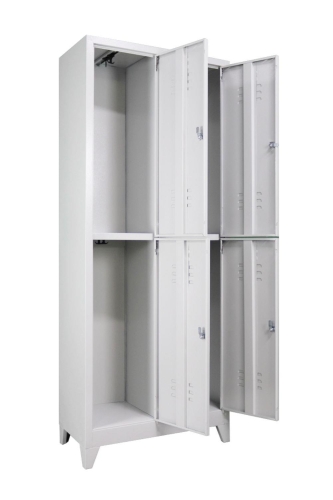 Metal Dört Yarım Boy Kapılı Soyunma Dolabı Açık Gri  - 2