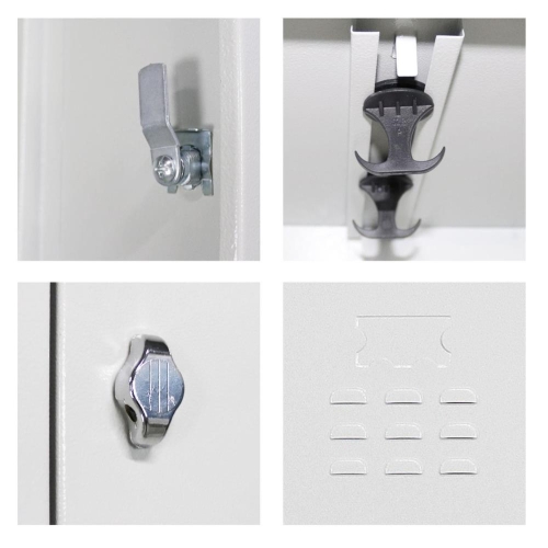 Metal Dört Yarım Boy Kapılı Soyunma Dolabı Açık Gri  - 3