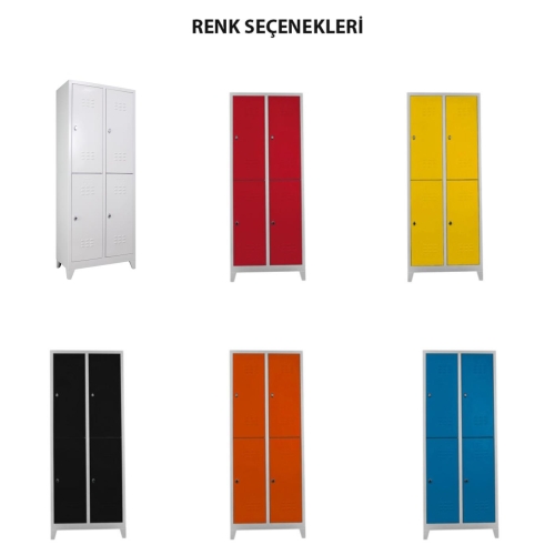 Metal Dört Yarım Boy Kapılı Soyunma Dolabı Açık Gri  - 5