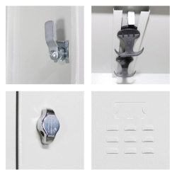 Metal Dört Yarım Boy Kapılı Soyunma Dolabı Açık Gri  - 3