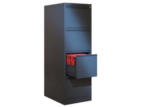 Dört Çekmeceli Siyah Metal Kartoteks Askılı Dosya Dolabı - 1