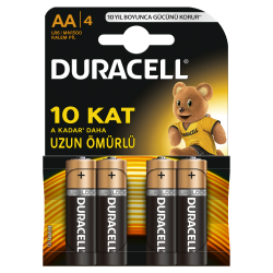 Duracell Alkalin AA Kalem Pil 4 lü Paket 