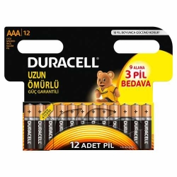 Duracell Alkalin AAA İnce Kalem Pil 12 li Paket