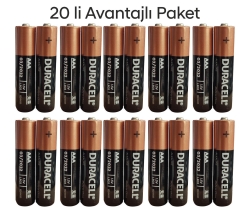 Duracell Alkalin AAA ince Kalem Piller, 1.5V LR03 03 2032 20 Li Paket