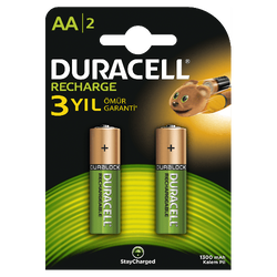 Duracell Şarj Edilebilir AA Kalem Pil 2 li Paket (1300 mAh) - Thumbnail