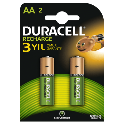 Duracell Şarj Edilebilir AA Kalem Pil 2 li Paket (1300 mAh)