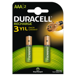 Duracell Şarj Edilebilir AAA İnce Kalem Pil 2 li Paket (750 mAh) - Thumbnail