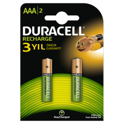 Duracell Şarj Edilebilir AAA İnce Kalem Pil 2 li Paket (750 mAh)