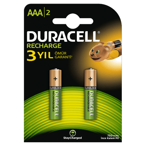 Duracell Şarj Edilebilir AAA İnce Kalem Pil 2 li Paket (750 mAh) - 1