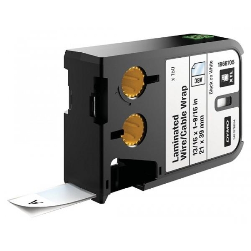 DYMO 1868705 XTL Lamine Tel / Kablo Etiketi 21x39mm Beyaz/Siyah 150 Adet - 1